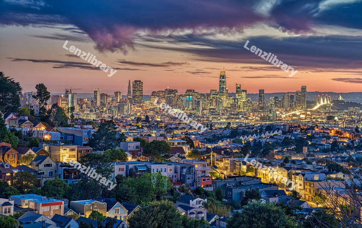 Sky view of an illuminated city